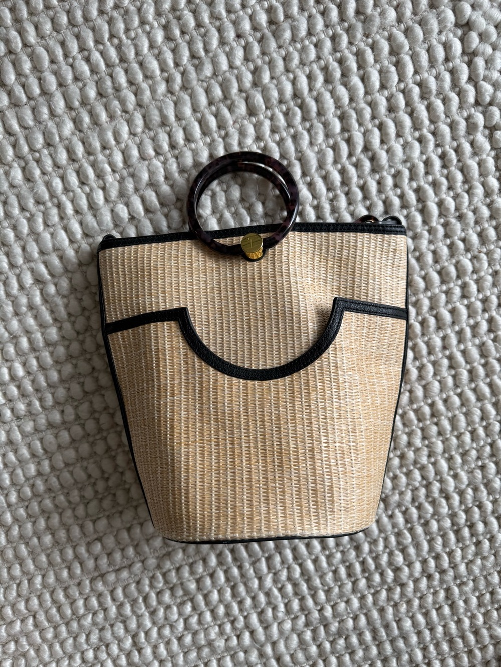 Ted Baker Amayi Straw & Leather Trimmed Bucket Bag